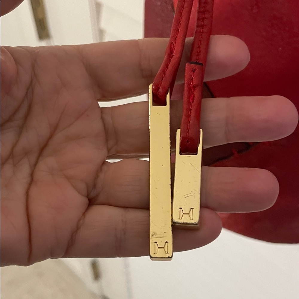 Halston Heritage Red Patchwork Ostrich Pebbled Bu… - image 2